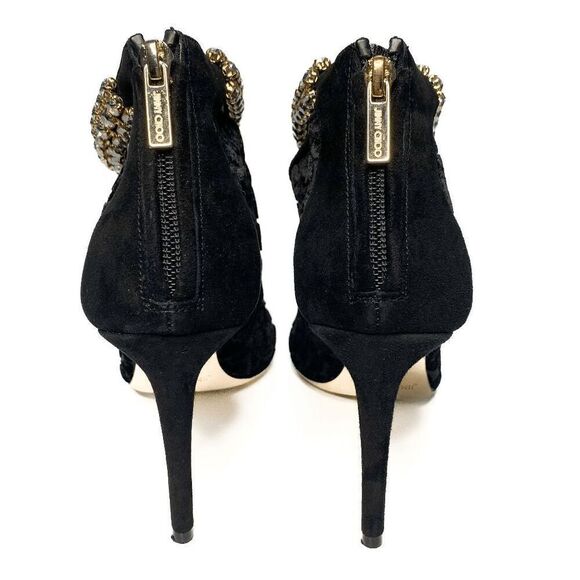 Jimmy Choo Leopard Velvet Lux 100 Vamp Heel Crystal Embellished Strap EU 38.5 - Picture 8 of 12